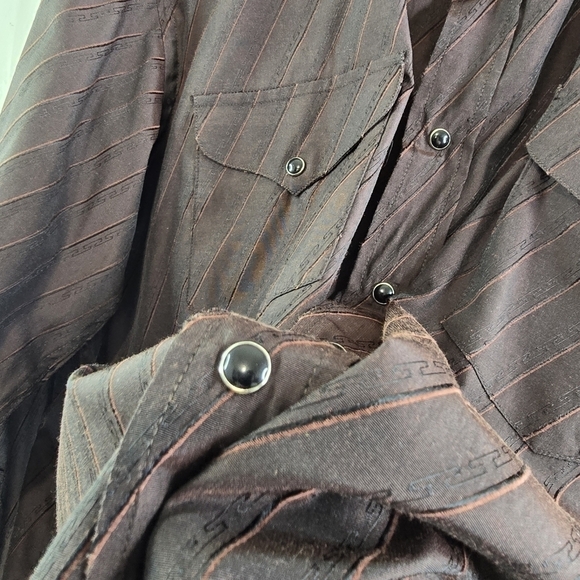 Panhandle Slim Shirt Mens XL Brown Lightweight Snap Button Western Cowboy  Vtg - Picture 11 of 13